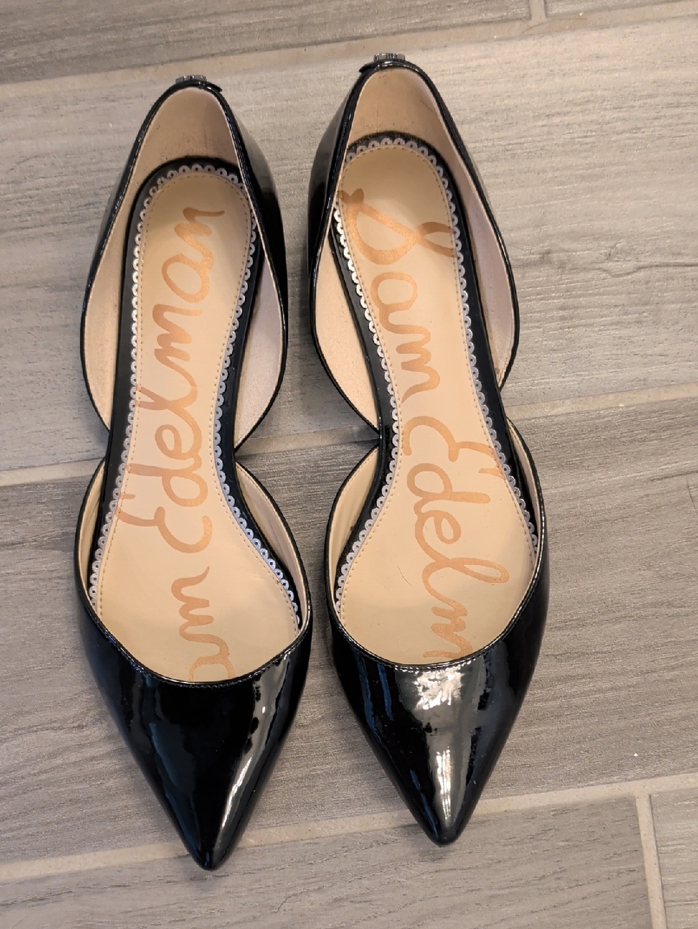 GUC Sam Edelman Black Patent Pointed D'Orsay Flats
